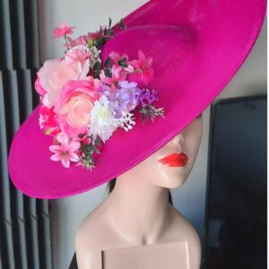 Pink wide-brim hat