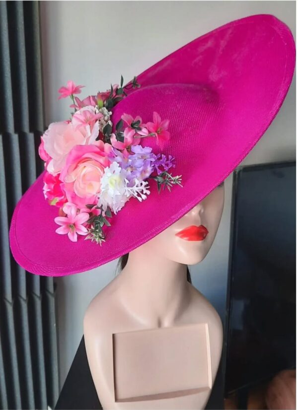 Pink wide-brim hat